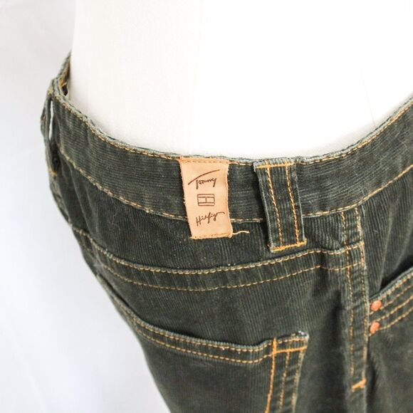 Y2K Tommy Hilfiger Women’s Hipster Bootcut Corduroy Pants Dark Green 10 - Picture 4 of 5